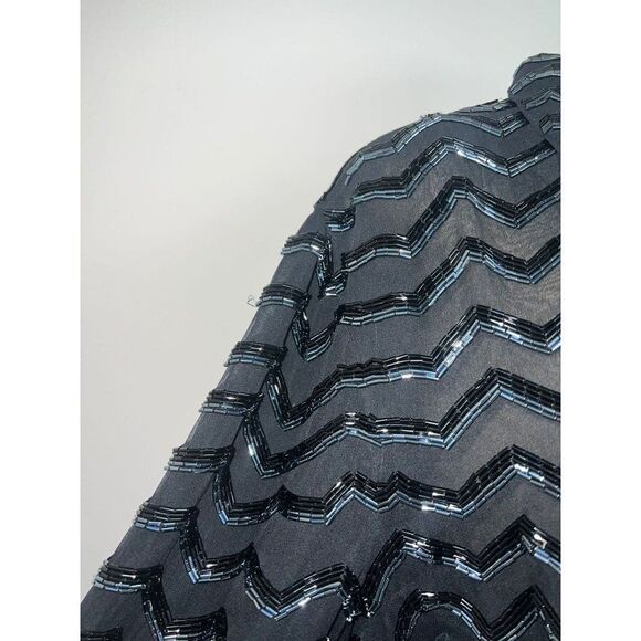 Vintage DAYMON COUTURE 100% Silk Black Wave Patterned Jacket Size - Picture 7 of 11